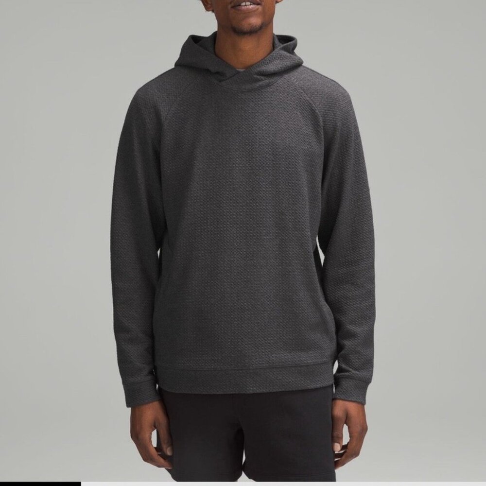 NWT Lululemon Textured Double Knit Cotton Hoodie LM3EOZS Black Mens Small